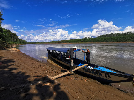 Then, we will trade our bus for a boat and follow our trip along the Madre de Dios river