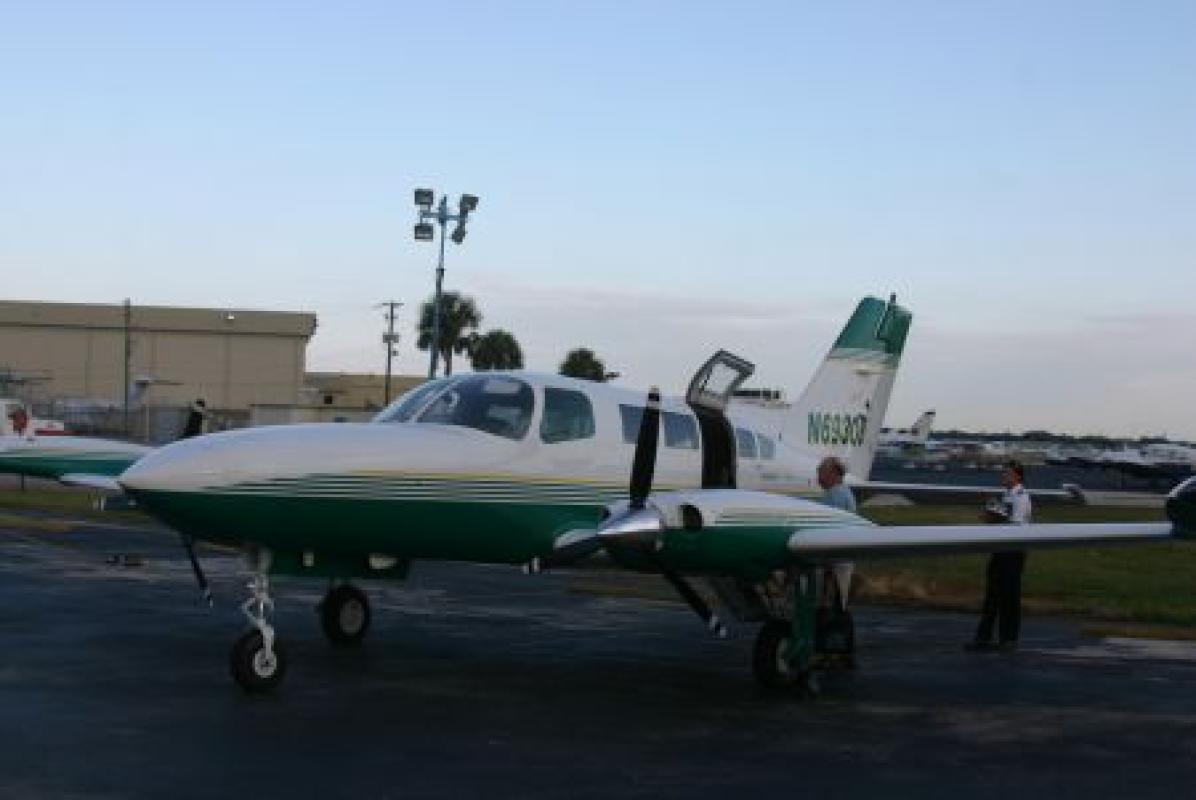 We will begin our journey to the Bahamas on a  twin-engine aircraft...