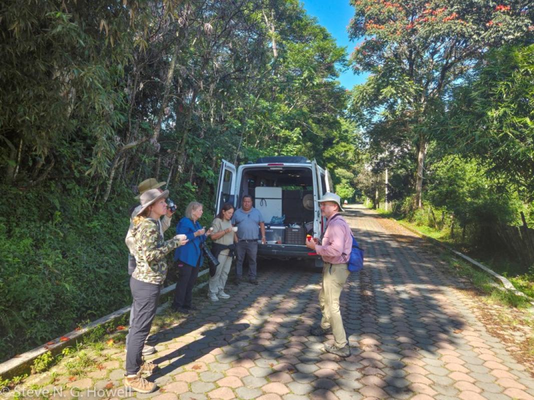 The group stops for snack break