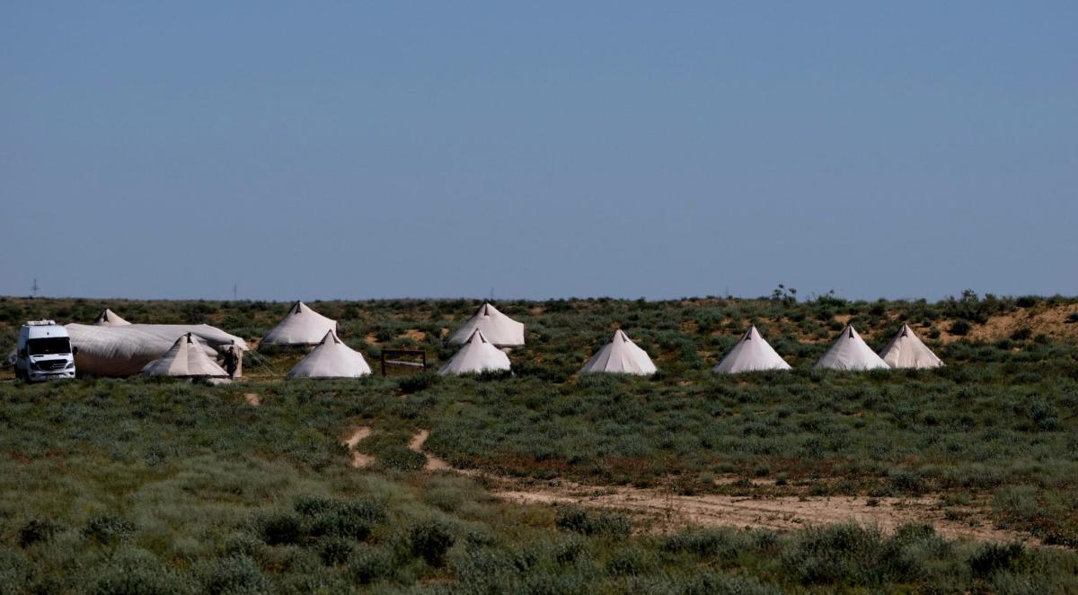 our campsite in the Taukum Desert, Kazakhstan