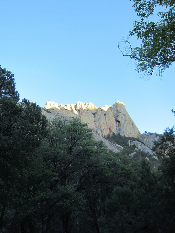 …through canyons with huge limestone cliffs…