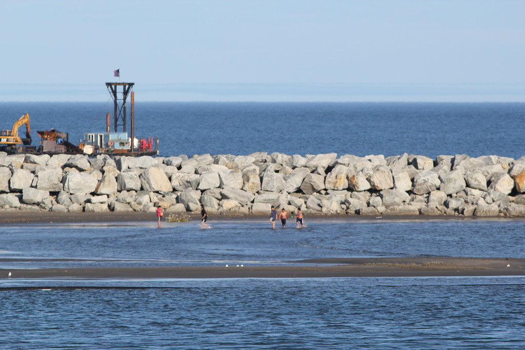 The weather can be warm in June; here locals swimming in the Bering Sea!