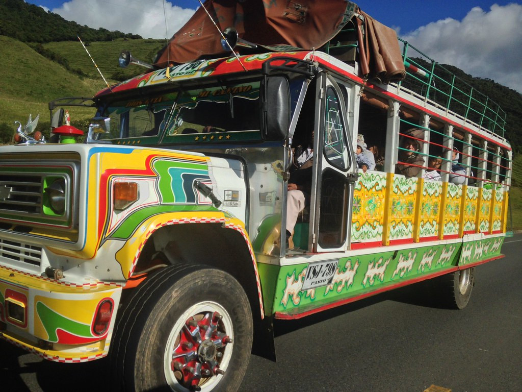 … for sure we would love to travel onboard one of the colorful ‘chiva’ public buses, but they are too slow for us…