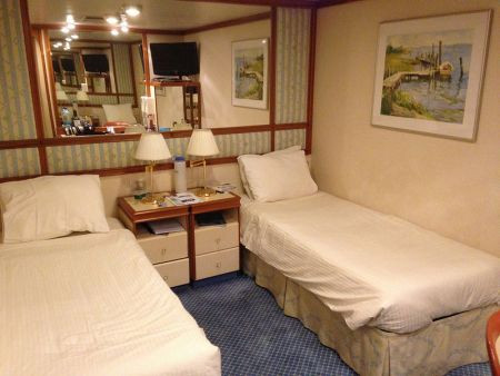 ...offering various level of accommodations (here an interior cabin, the least expensive option)...