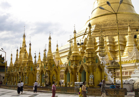 We begin in Yangon with a visit to the gleaming Shwedagon Pagoda.