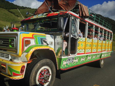... for sure we would love to travel onboard one of the colorful 'chiva' public buses, but they are too slow for us...