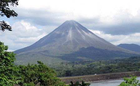 We also bird some mid-elevations, such as near Arenal Volcano, though it isn&rsquo;t always this visible.                               