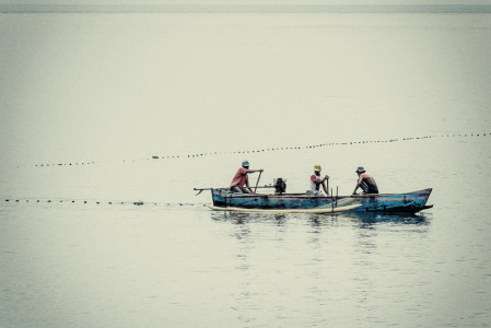 here some fishermen lay their nets...